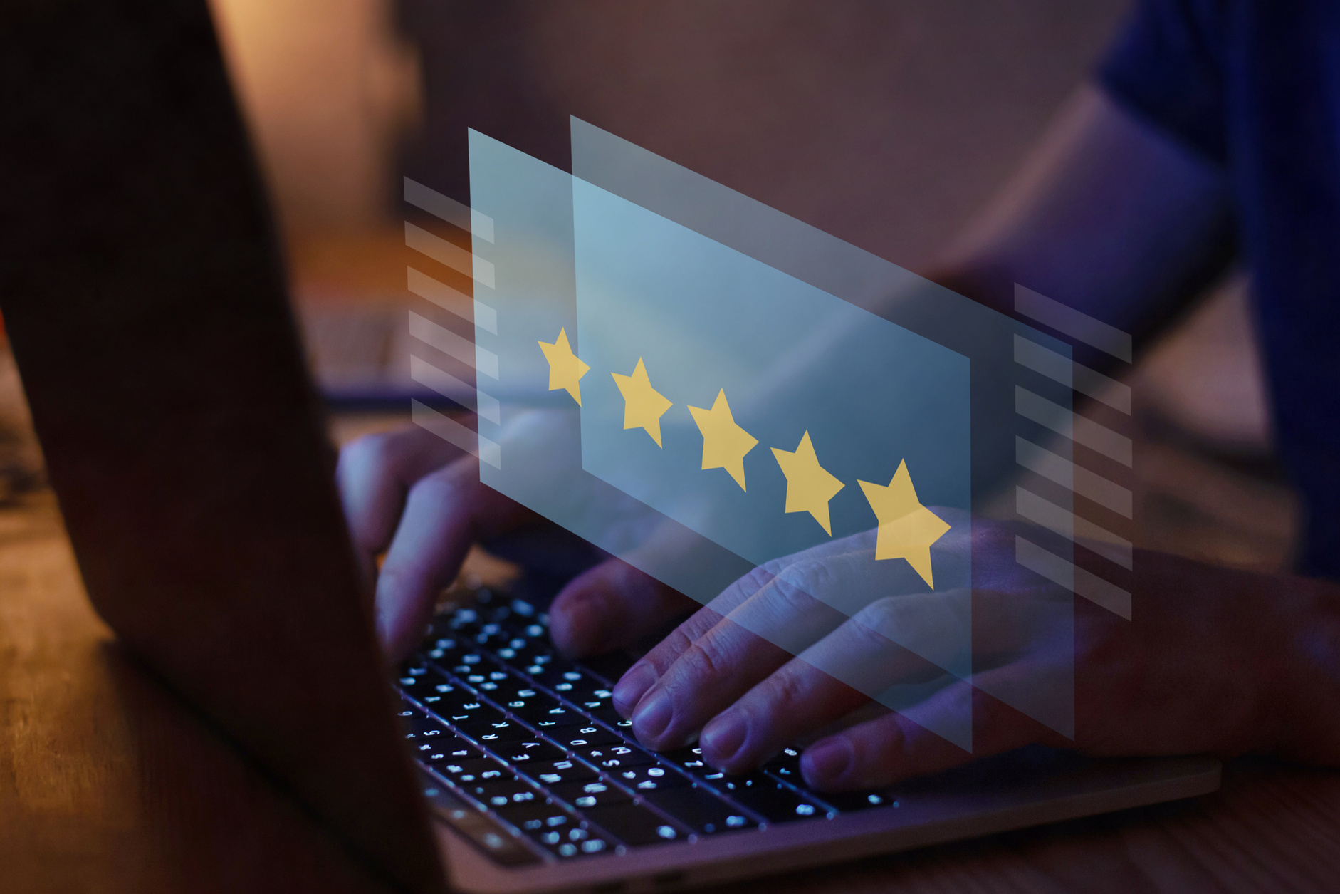 writing review on internet with 5 star rating, reputation management